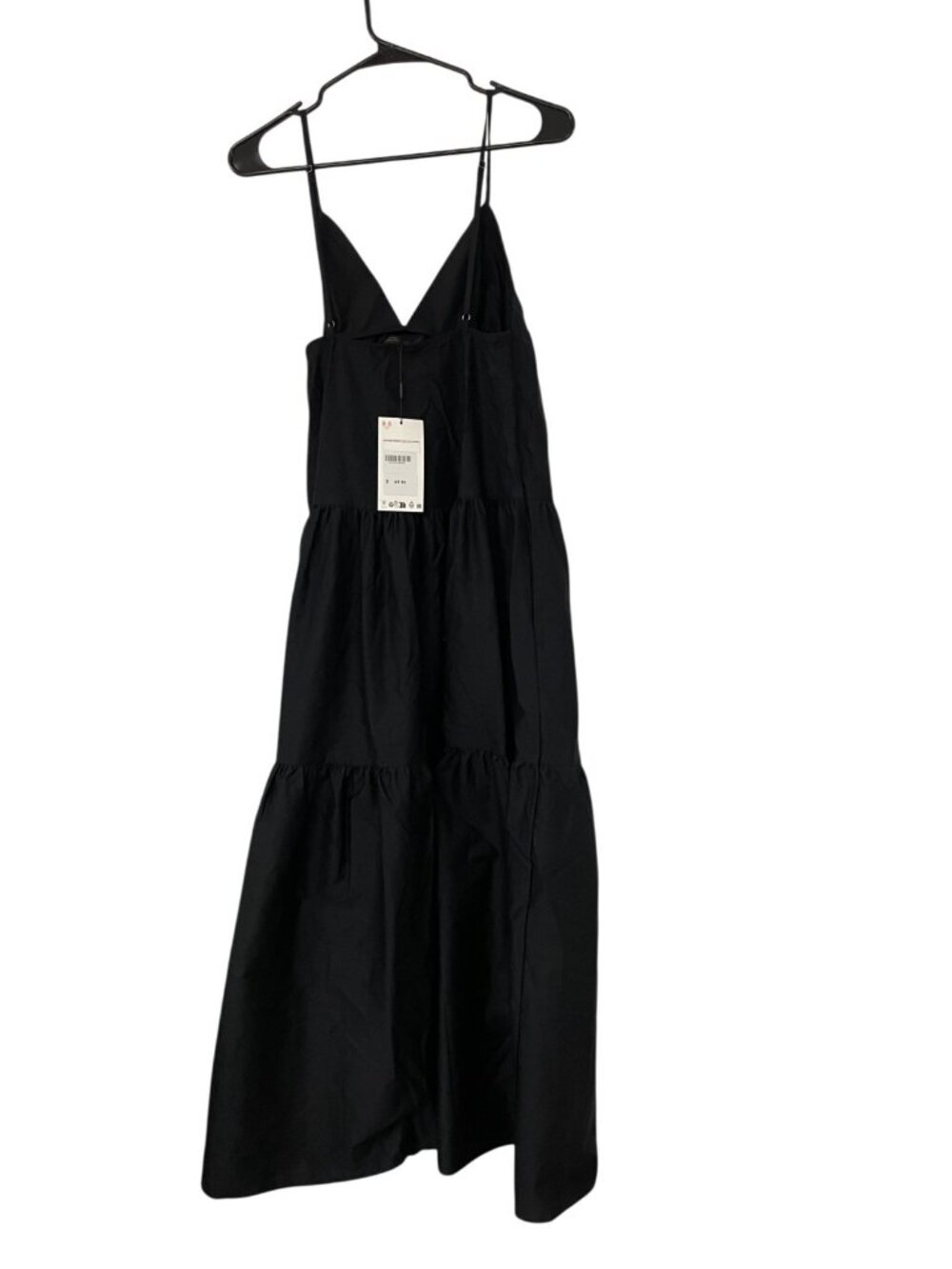 Zara Womens Sundress Dress S Black Cotton Tiered Midi Sleeveless 4772/215 NWT - Picture 4 of 13